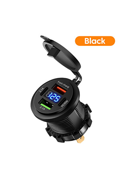 Choice شاحن سيارة Elough Dual PD30W Dual QC 3.0 USB من النوع C محول شحن سريع مقاوم للماء لـ 12 فولت/