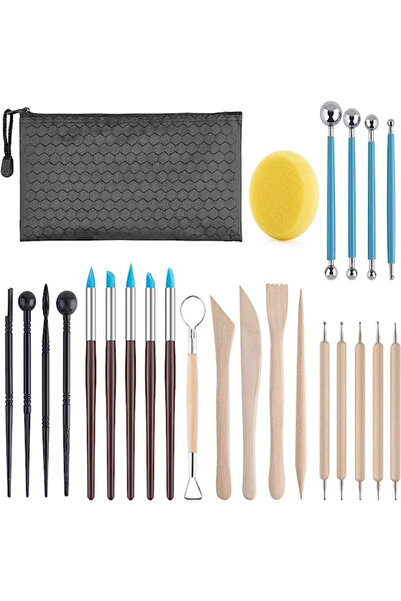 Choice3 24 قطعة وحقيبة 23 قطعة أدوات طينية فنية DIY من البورسلين البارد وقوال...