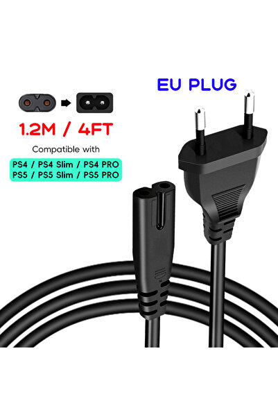 Choice كابل طاقة بمقبس الاتحاد الأوروبي لأجهزة Xbox وPlayStation 5 و4، يعمل م...