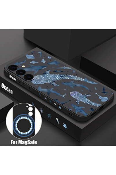 Choice غلاف هاتف Galaxy S25 FE A823 بتصميم الحوت الأسود، متوافق مع S25 FE وS2...