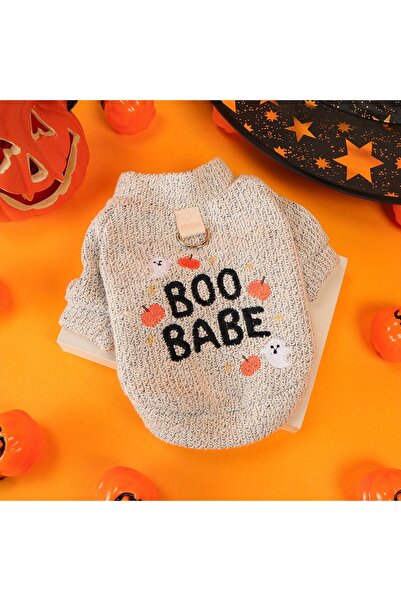 Choice ملابس حيوانات أليفة XL رمادية فاتحة على شكل قرع شبح هالوين برقبة دائري...