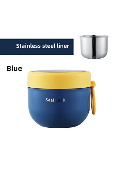 Choice Blue 600ML 304 Stainless Steel Soup Noodle Bowls with Lid Microwave Sa...