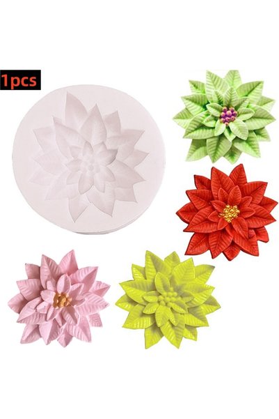 Choice 1PCS silicone mold 1/2PCS Poinsettia Flower Silicone Mold DIY Holly Le...
