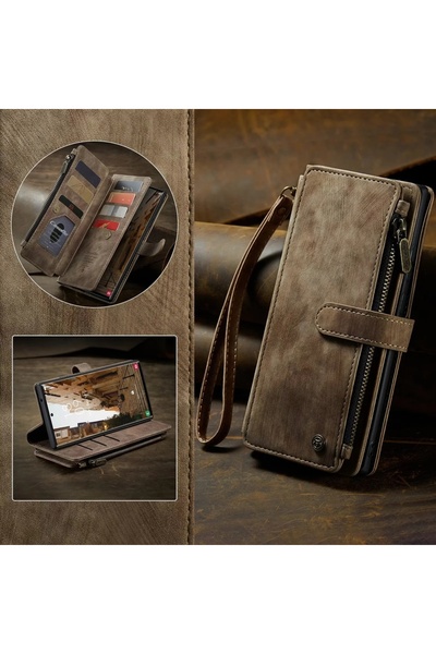 Choice جراب جلدي بني قابل للطي لهاتف سامسونج جالاكسي إس 23 ألترا، متوافق مع إس 25 إيدج، إس 24 ألترا، إس 23 إف إي، إس 22، إس 21، إس 20 بلس، نوت