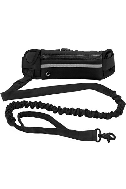 Choice 1p black Dog Running Waist Leash Nylon Pet Leash with Waist Bag Retractable Elastic Belt Dog Tractio