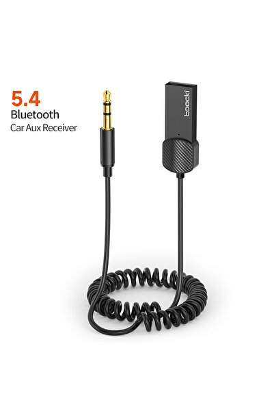 Toocki محول بلوتوث AUX للسيارة باللون الأسود 5.0 كابل دونجل 3.5 مم جاك مكبر صوت للسيارة والكمبيوتر اللوحي بتقنية البلوتوث