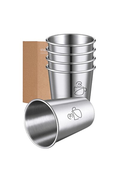 Choice مجموعة من 5 أكواب من الفولاذ المقاوم للصدأ سعة 350 مل، كوب نصف لتر، أك...