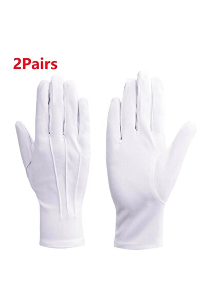 Choice قفازات بيضاء، زوجان من القفازات البيضاء، بدلة رسمية، قفازات قطنية للرجال والنساء، قابلة للتنفس، كاملة الطول