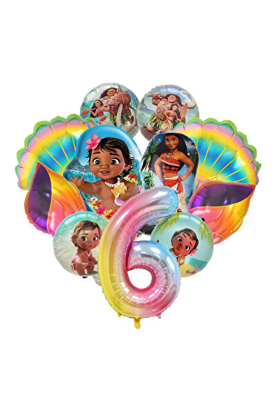 Disney Other Number 6 11pcs/set Ocean Adventure Moana Cartoon Balloons Set Baby Shower First Birthday Party