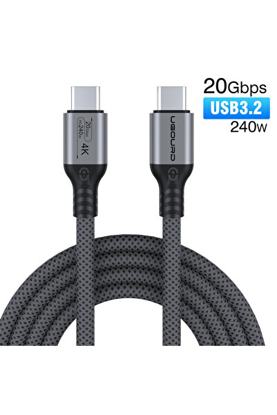 Choice كابل USB 3.2 Gen2*2 رمادي كامل الوظائف بسرعة 20 جيجابت في الثانية وقوة...