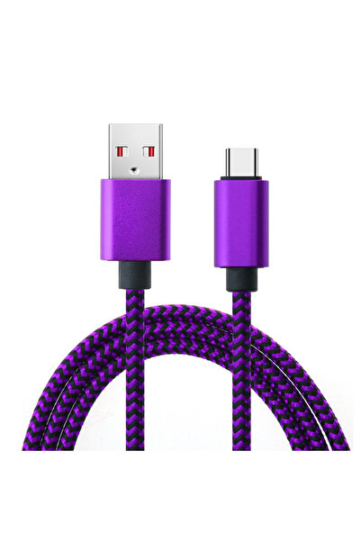 Choice 1m Purple USB Type C Cable Date Sync Charger 2.4A Fast Charger Nylon B...