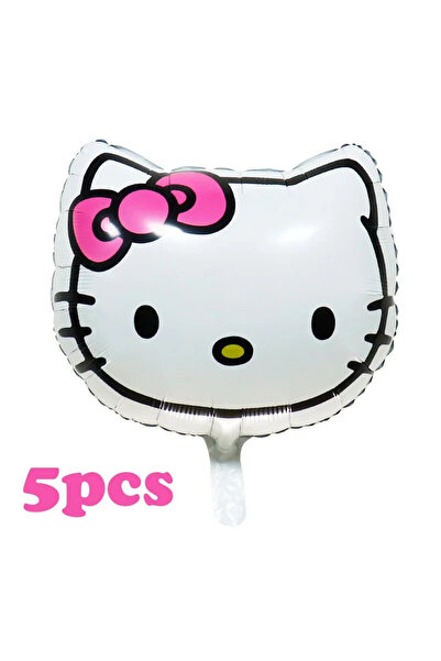 Miniso مجموعة واحدة من 5 قطع من البالونات المعدنية على شكل هالو كيتي الكرتوني...