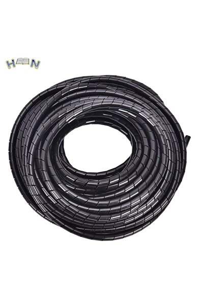 Choice أسود 6 مم القطر الخارجي 17 متر غلاف من البولي إيثيلين أنبوب حلزوني كبل كاش منظم أسلاك الكمبيوتر والتلفزيون أسود
