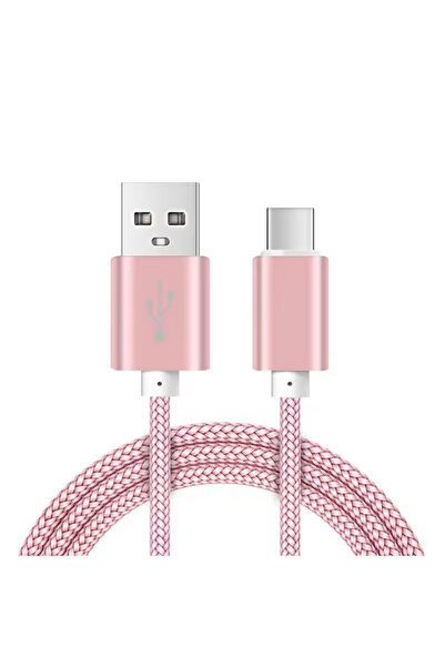 Choice كابل شحن سريع USB من النوع C وردي اللون بطول 3 أمتار، مضفر، متوافق مع ...