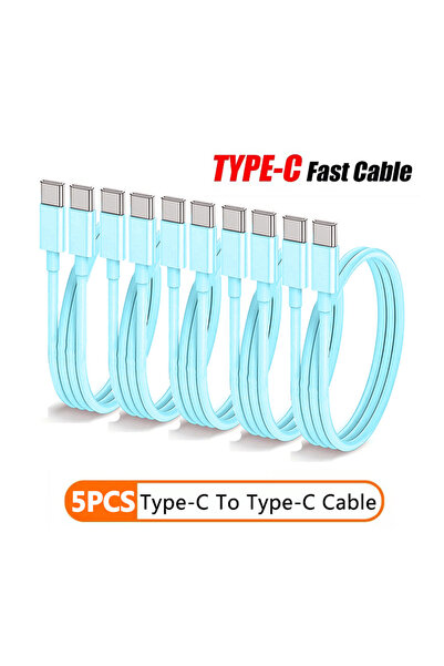 Choice كابل شحن سريع من النوع C إلى النوع C PD، أزرق اللون، بطول 2 متر، 5 قطع...