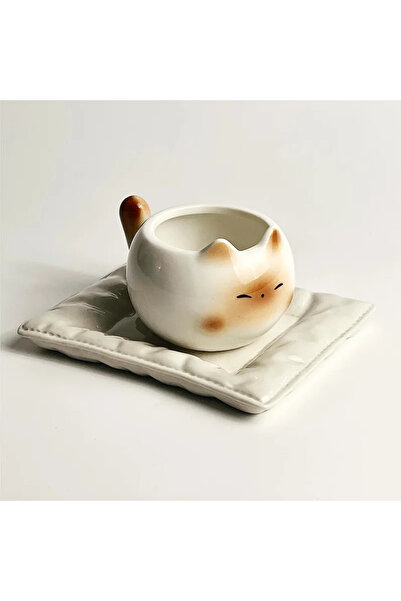 Choice كوب سيراميك على شكل قطة لطيفة تحت التزجيج، 210 مل، مطبوع عليه ابتسامة سيامية، كوب قهوة ملون على شكل قطة سيامية كرتونية