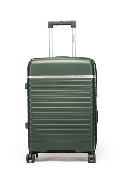 British Traveller 3-Piece Polypropylene Luggage Set | 20”, 24”, 28” Lightweight Suitcases - Dark Green