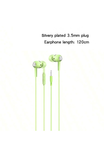 Choice سماعات أذن سلكية خضراء مقاس 3.5 مم، 8 قطع، مزودة بميكروفون وسماعات أذن...