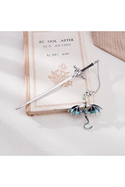 Choice Bj-Tls-004 قطعة واحدة فاصل كتب من سبيكة معدنية على شكل سيف وتنين، هدية...