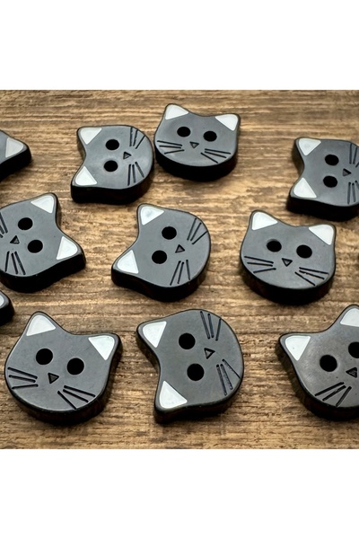 Choice 10pcs Cute Cartoon Black Cat Buttons with White Ears Resin DIY Craft Buttons for Sewing and Crafting