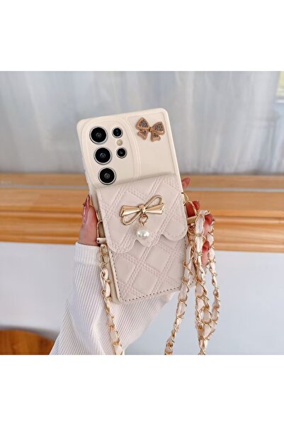 Choice For Galaxy S25 Ultra WHITE 3D Bowknot Crossbody Card Holder Wallet Pho...