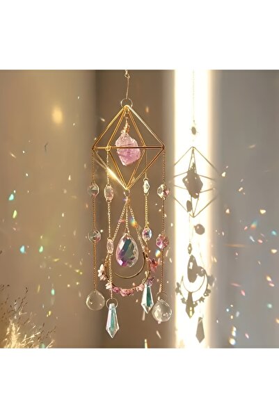 Choice pink 1pc Crystal Suncatcher, Hanging Golden Plated Garden Sun Catcher ...