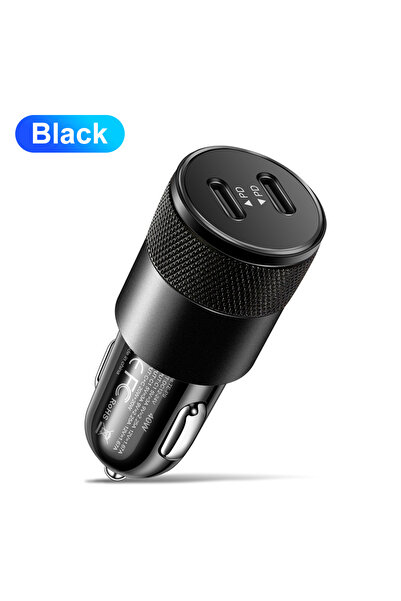 Choice محول شاحن سيارة P9 أسود 40 وات ثنائي PD للشحن السريع من نوع USB C شاحن...