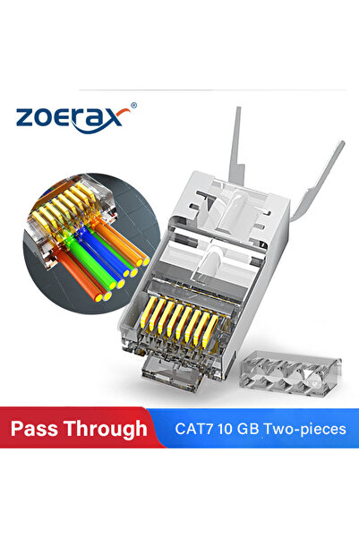 Choice1 30 قطعة من موصلات ZoeRax الفضية RJ45 Cat8 Cat7 & Cat6A Pass Through 8...