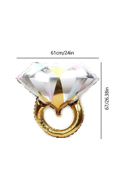 Choice 2 قطعة ذهبية 4/2 قطعة ديكور زفاف خاتم ألماس بالونات من رقائق معدنية عل...