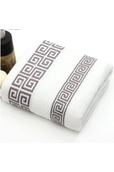 Choice منشفة قطنية فاخرة ناعمة مطرزة، مقاس 34×74 سم، بيضاء، فائقة الامتصاص، للبالغين، سريعة الجفاف