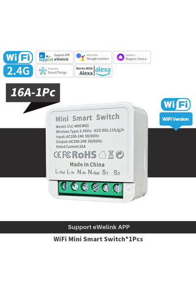 Choice 16A-1Pcs eWelink eWelink 16A Wifi Switch Smart 2-Way DIY Switches Circuit Breaker Timer Support Alex