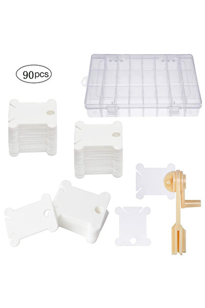 Choice 90 قطعة من بكرات الخياطة المتقاطعة البلاستيكية، صندوق منظم بكرات خيوط ...