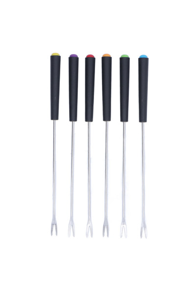 Choice black 6Pcs Fondue Forks Stainless Steel Corrosion Resistant Long Forks for Cake Chocolate Fruits Che