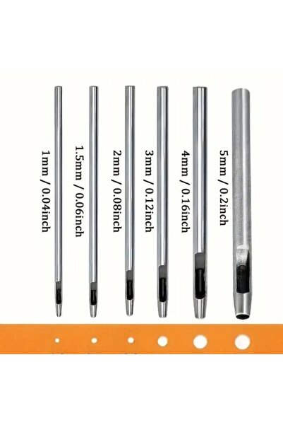 Choice 6pc(1-1.5-2-3-4-5mm) 6Pcs/Set Leather Hole Punching Tools Hollow Round Hole Puncher Clothing Sewing