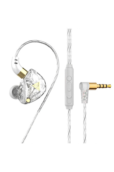 Vikefon سماعة أذن سلكية QKZ SK8 بيضاء اللون مزودة بميكروفون ومراقب موسيقى هاي...