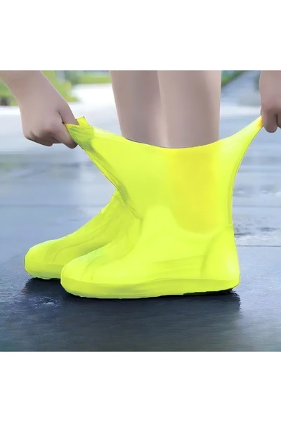 Choice L yellow 1 Pair Latex WaterProof Shoe Covers Lip-resistant Rubber Rain...