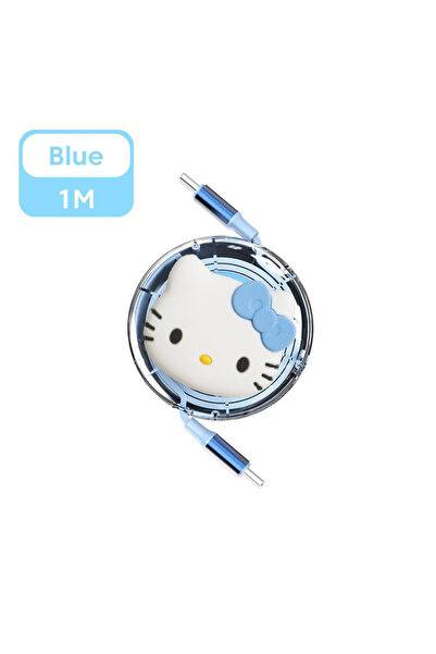 Miniso كابل شحن سريع 100 وات قابل للسحب من سانريو هالو كيتي كارتوني، من نوع USB إلى Type C، مزود بخاصية الشحن السريع USB C t