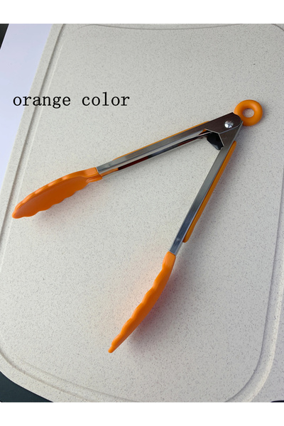 Choice 1Pcs Orange-885 Anti Slip Cooking Serving Tongs Stainless Steel Food Clip Bread Salad Tong Heat-Resi