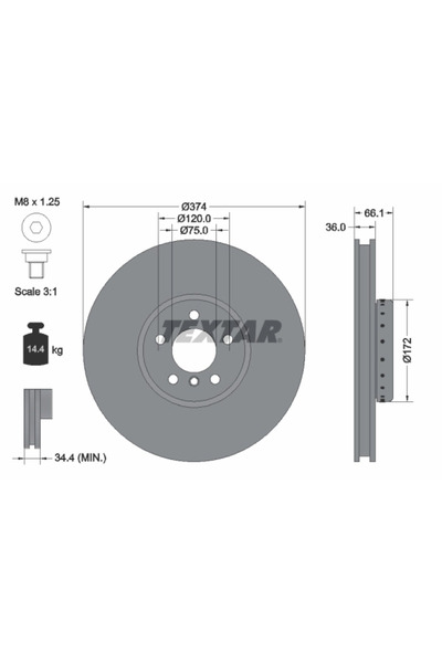 TEXTAR Disc Frana Alpina B7 Bmw 5 Gran Turismo/7