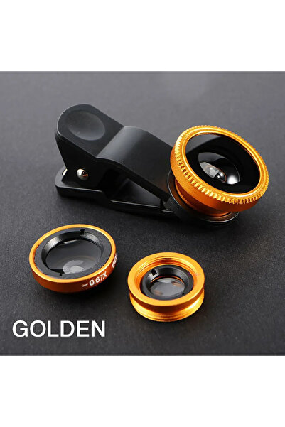 Choice Golden 3 in 1 Fisheye Phone Lens Wide Angle Zoom Lens Fish Eye Macro L...