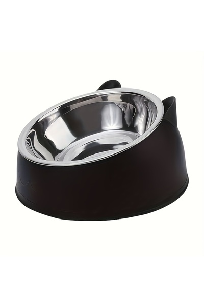 Choice وعاء قطط مرتفع من الفولاذ المقاوم للصدأ باللون الأسود، قطعة واحدة، طبق...