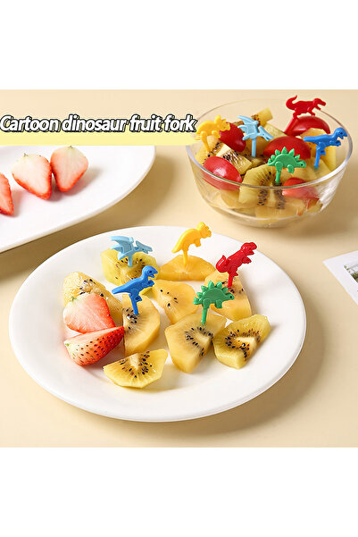 Choice onesize 10Pcs Cartoon Fruit Fork Cute Dinosaur Cupcake Top Decoration Food Appetizer Toothpicks , Be