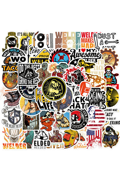 Choice ملصقات خوذة اللحام الكرتونية متعددة الألوان، 50 قطعة/الحزمة، ملصقات لل...