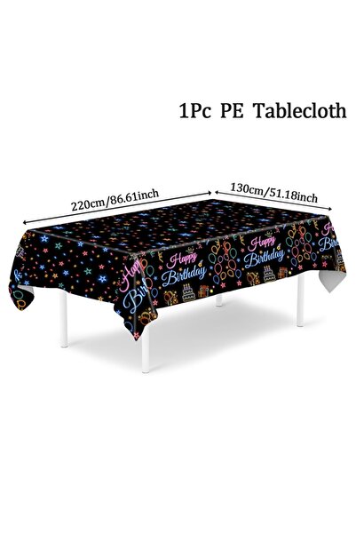 Choice 1pc 220x130cm Neon Party Tablecloth Disposable Tableware Happy Birthday Party Tablecloths Table Cove