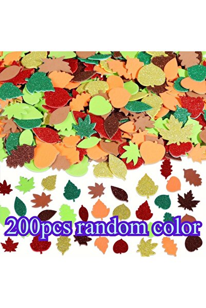 Choice 200 قطعة من ملصقات رغوة الحرف اليدوية على شكل أوراق الخريف النابضة بال...