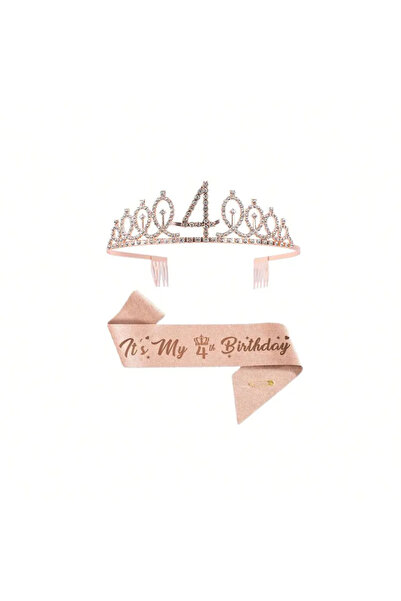 Choice زينة عيد ميلاد من الذهب الوردي للبنات - 4 قطع، بما في ذلك وشاح ملكة عي...