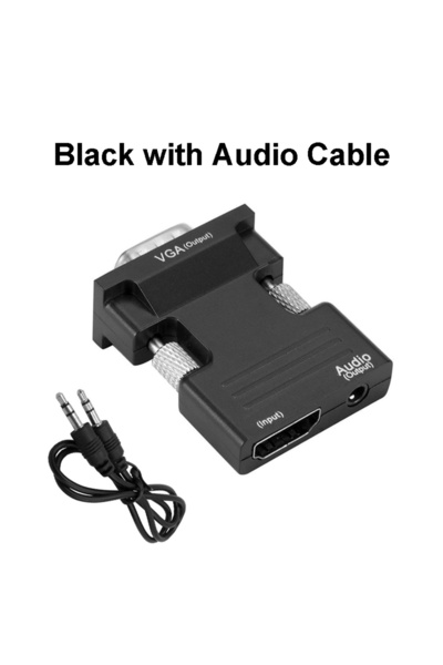 Choice Balck With Cable HDMI-compatible to VGA Adapter HD 1080P with 3.5mm Au...