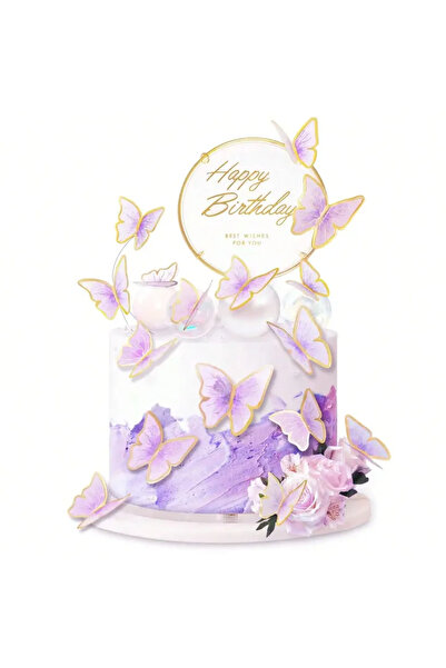 Choice PURPLE Pink And Purple Butterfly Cake Toppers, 11pcs Cupcake Toppers H...