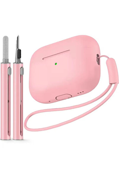 Choice غطاء حماية وردي لجهاز Airpods pro 2 مع مجموعة قلم التنظيف، غطاء حماية ...