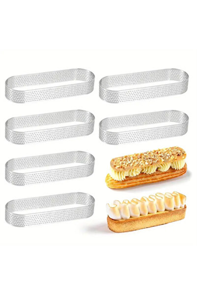 Choice 6 قطع 6 قطع/8 قطع حلقات تارت بيضاوية مثقبة - قوالب حلقات تارت من الفول...